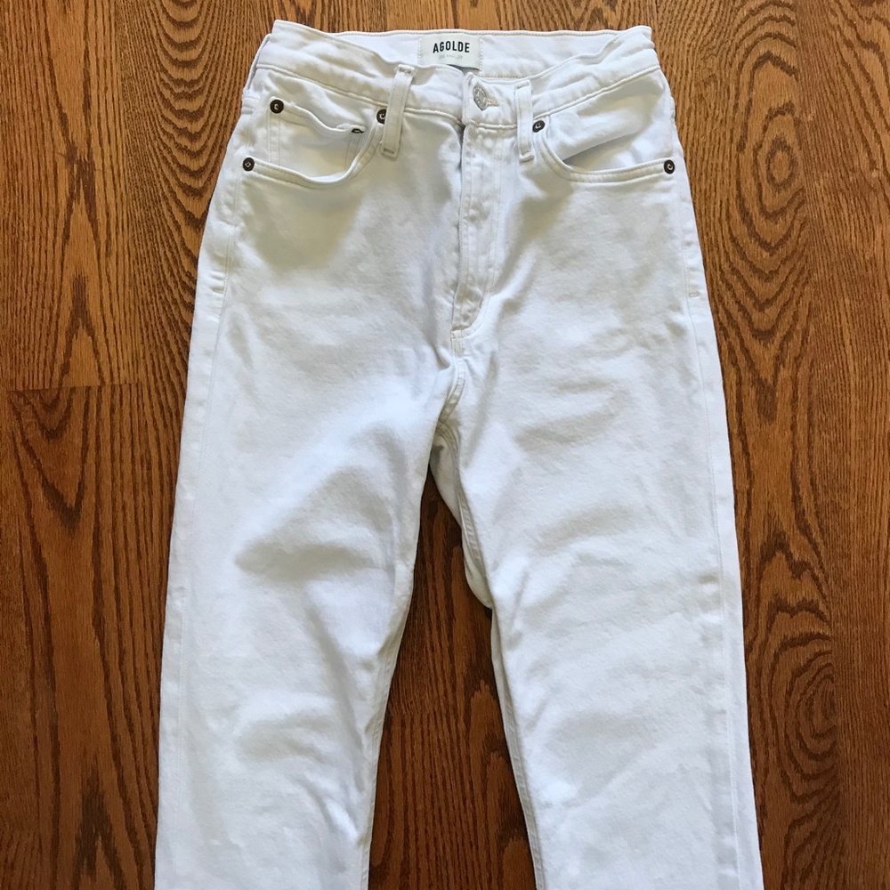 AGOLDE Wilder Jeans Womens 24 White High Rise Straight Leg Stretch Denim Pants - Picture 4 of 14